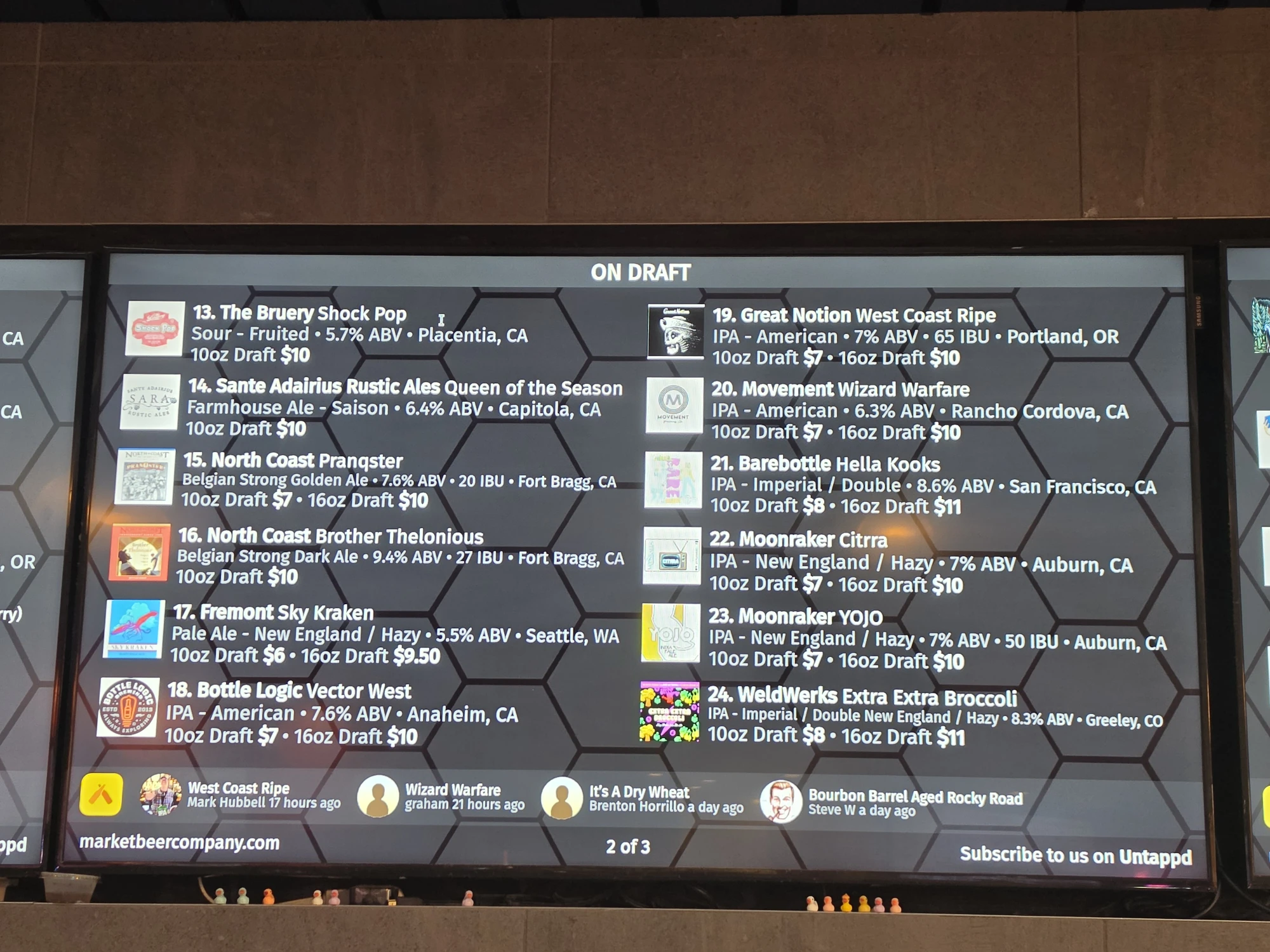 Menu at Market Square